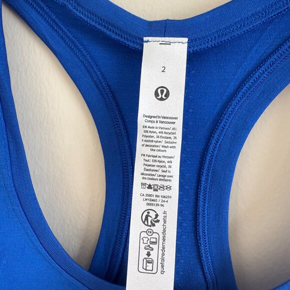 Lululemon Athletic Swiftly Tech RB Tank Top Race 2.0 Cerulean Blue NWT Size 2 - Picture 6 of 7